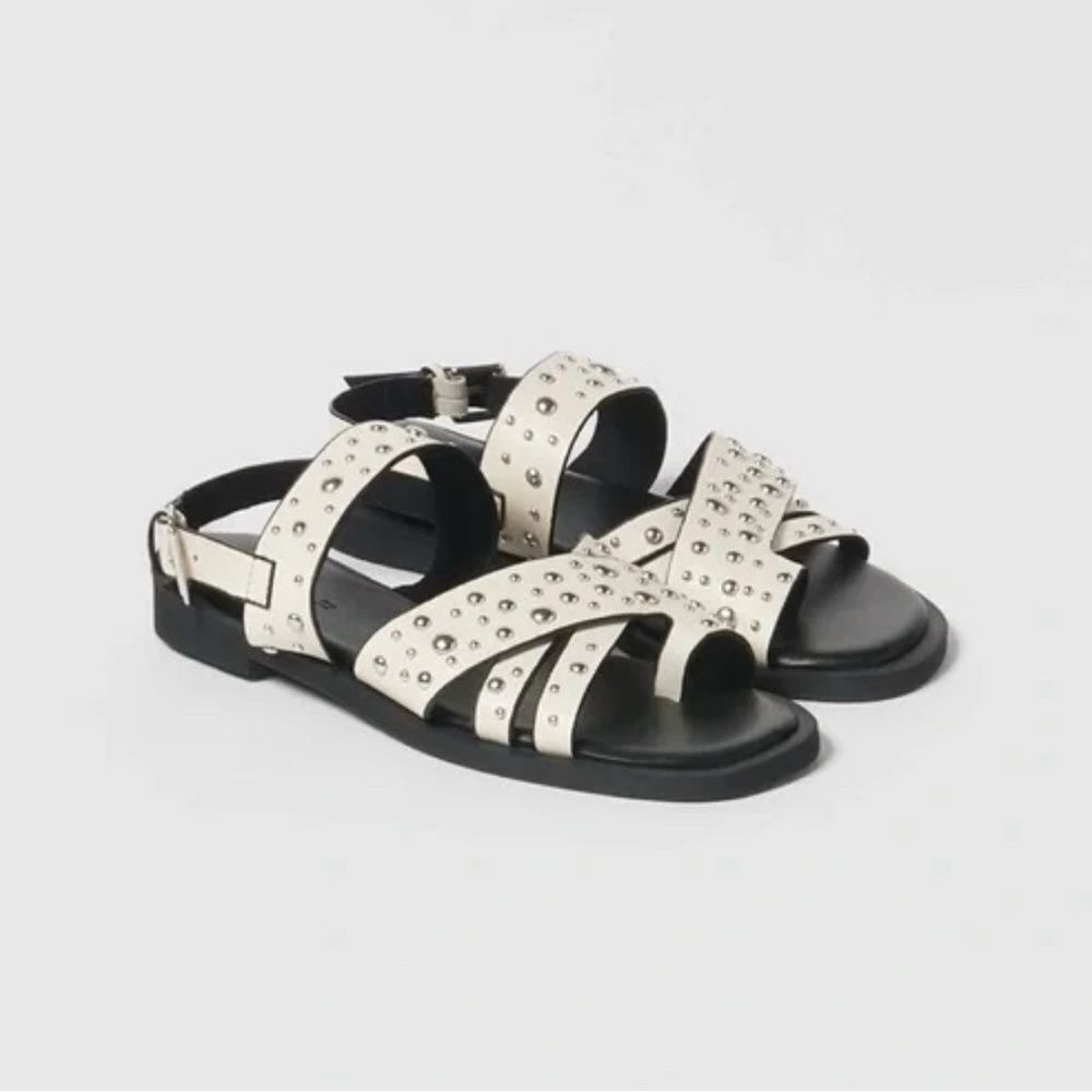 Zara Girls White Studded Sandals 39